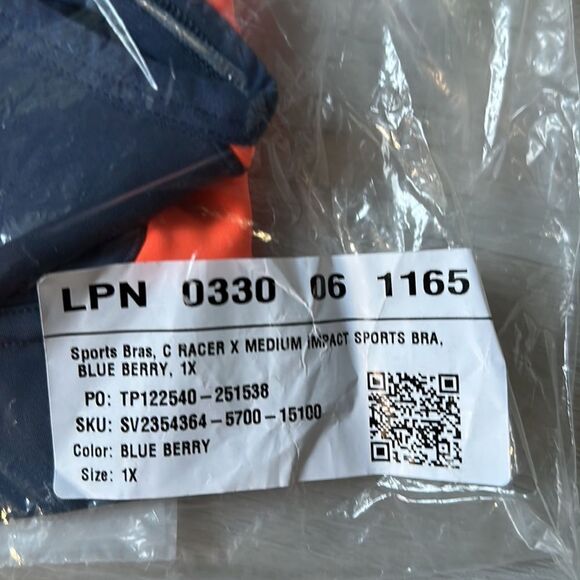 Savage x Fenty Racer X Medium-Impact Sport Bra 1X blue/ Orange NWT IN PACKAGING - Picture 6 of 7